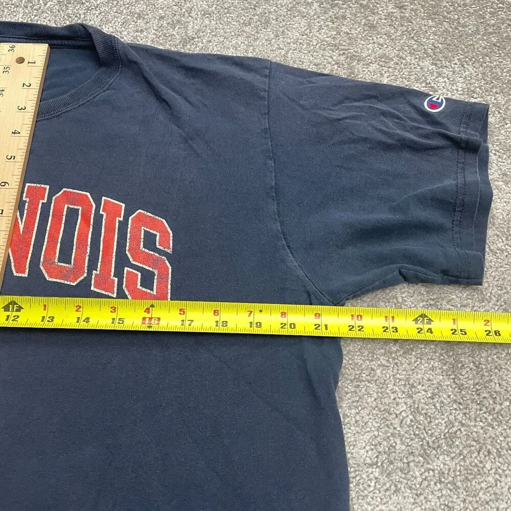 Champion University Of Illinois Graphic T-Shirt Mens Large Navy Blue Crew Tee - Picture 7 of 10